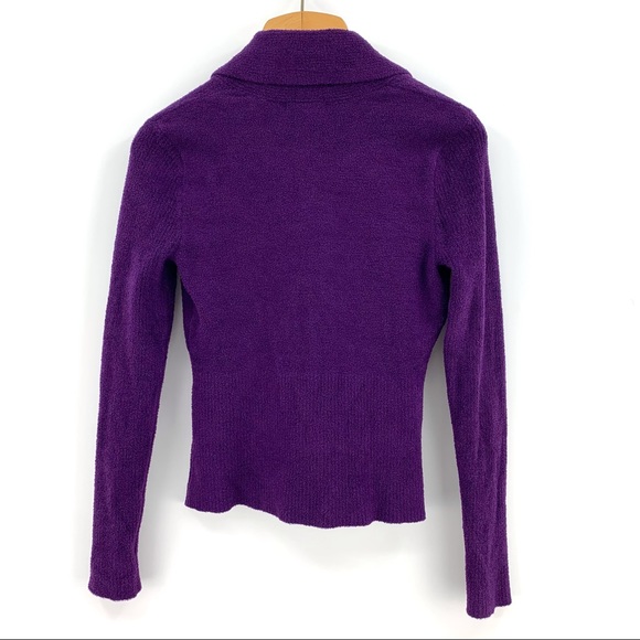 Kenar Purple Plush Knit Shawl Collar Fitted Waist Sweater, Medium - Picture 11 of 16